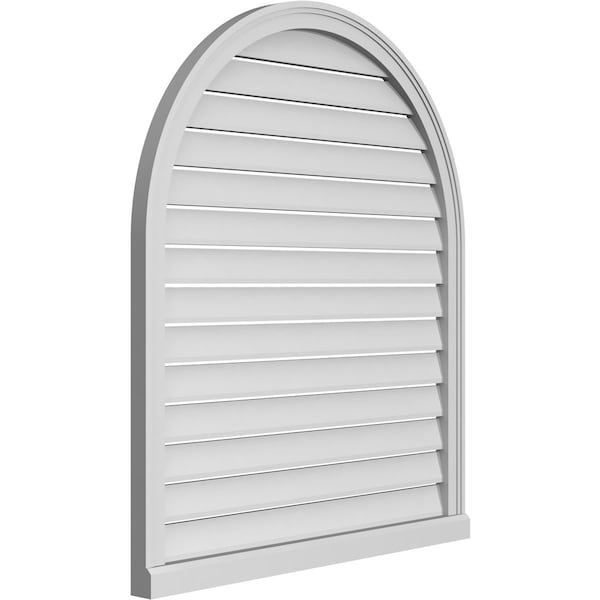 Ekena Millwork Round Top Surface Mount PVC Gable Vent: Functional, w/ 2"W x 2"P Brickmould Sill Frame, 36"W x 42"H - GVPRT36X4203SF