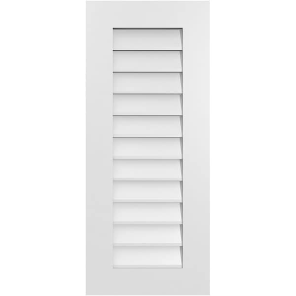 Ekena Millwork Vertical Surface Mount PVC Gable Vent: Non-Functional, w/ 3-1/2"W x 1"P Standard Frame, 16"W x 38"H - GVPVE16X3801SN
