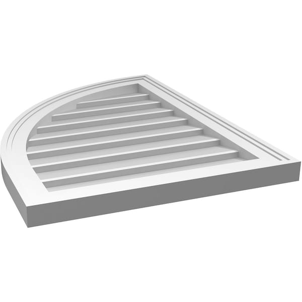 Ekena Millwork Quarter Round Top Left Surface Mount PVC Gable Vent w/ 2"W x 1-1/2"P Brickmould Frame, 20"W x 26"H - GVPQL20X2602SN