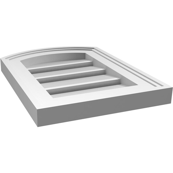 Ekena Millwork Arch Top Surface Mount PVC Gable Vent: Non-Functional, w/2"W x 1-1/2"P Brickmould Frame, 12"W x 14"H - GVPAR12X1402SN