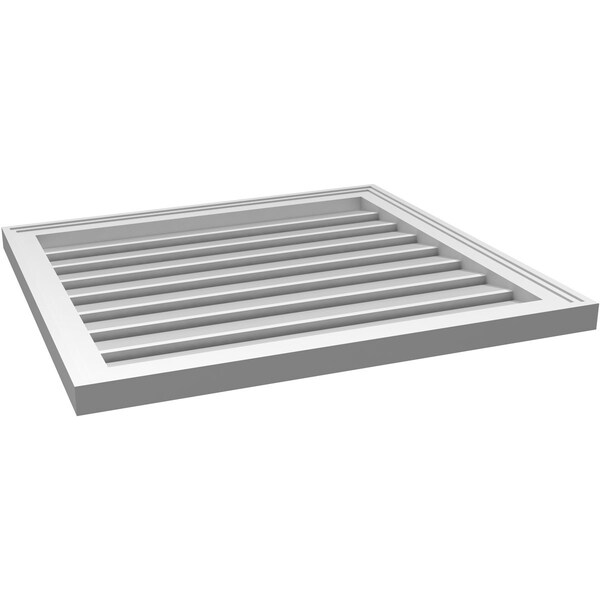 Ekena Millwork Vertical Surface Mount PVC Gable Vent: Functional, w/ 2"W x 1-1/2"P Brickmould Frame, 28"W x 26"H - GVPVE28X2602SF