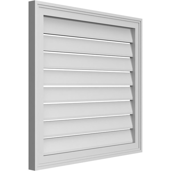 Ekena Millwork Vertical Surface Mount PVC Gable Vent: Functional, w/ 2"W x 1-1/2"P Brickmould Frame, 28"W x 26"H - GVPVE28X2602SF