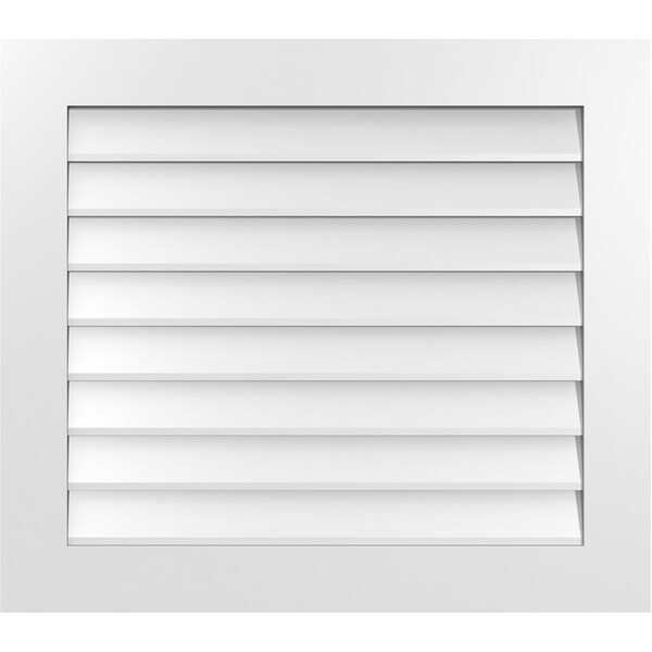 Ekena Millwork Vertical Surface Mount PVC Gable Vent: Non-Functional, w/3-1/2"W x 1"H, Standard Frame, 34"W x 30"H - GVPVE34X3001SN