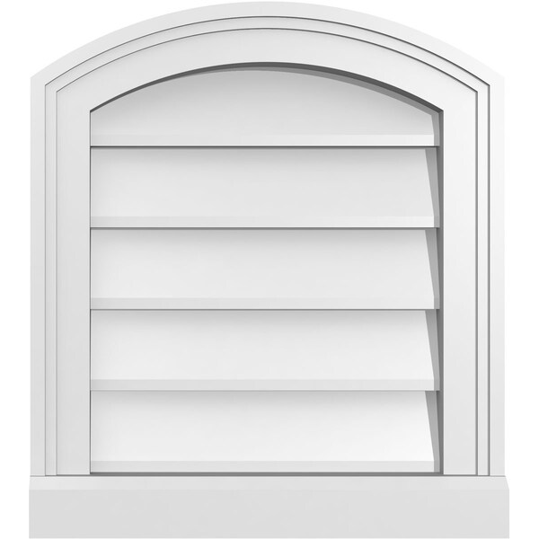 Ekena Millwork Arch Top Surface Mount PVC Gable Vent: Functional, w/ 2"W x 2"P Brickmould Sill Frame, 16"W x 18"H - GVPAR16X1803SF