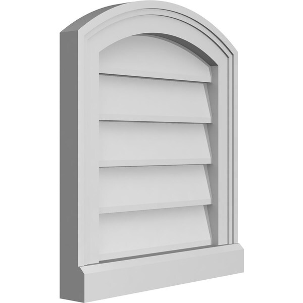 Ekena Millwork Arch Top Surface Mount PVC Gable Vent: Functional, w/ 2"W x 2"P Brickmould Sill Frame, 16"W x 18"H - GVPAR16X1803SF