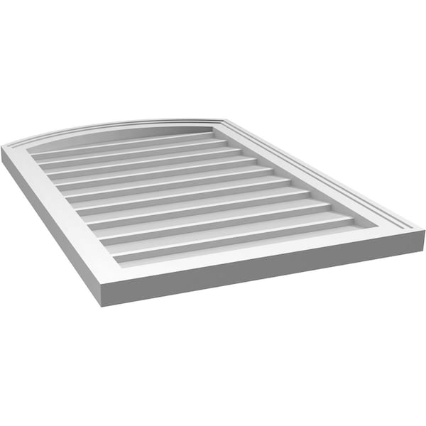Ekena Millwork Arch Top Surface Mount PVC Gable Vent: Functional, w/ 2"W x 1-1/2"P Brickmould Frame, 22"W x 32"H - GVPAR22X3202SF