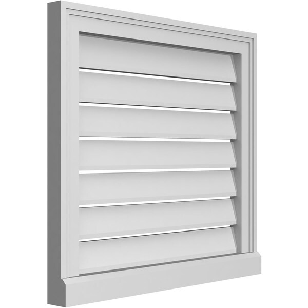 Ekena Millwork Vertical Surface Mount PVC Gable Vent: Functional, w/ 2"W x 2"P Brickmould Sill Frame, 24"W x 22"H - GVPVE24X2203SF