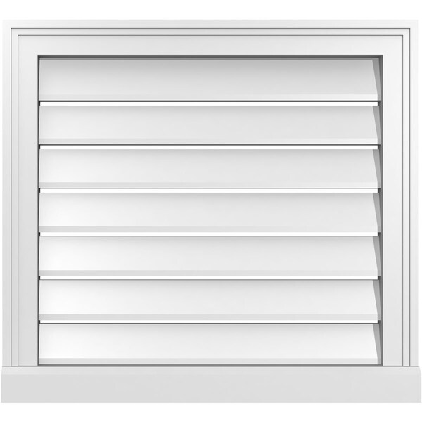 Ekena Millwork Vertical Surface Mount PVC Gable Vent: Functional, w/ 2"W x 2"P Brickmould Sill Frame, 24"W x 22"H - GVPVE24X2203SF