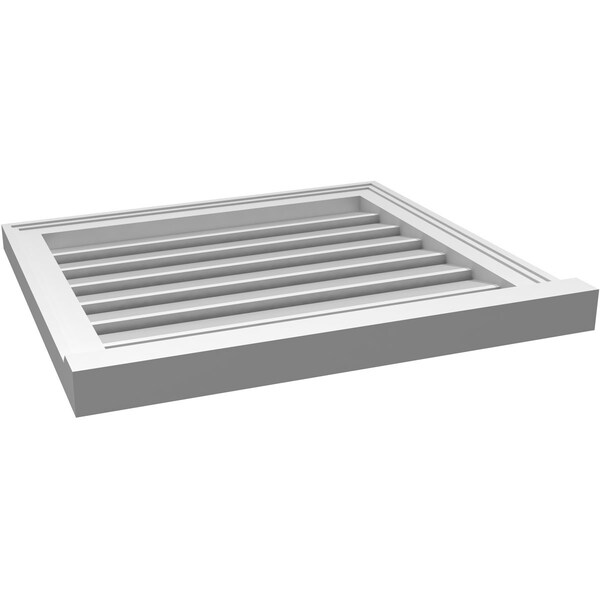 Ekena Millwork Vertical Surface Mount PVC Gable Vent: Functional, w/ 2"W x 2"P Brickmould Sill Frame, 24"W x 22"H - GVPVE24X2203SF