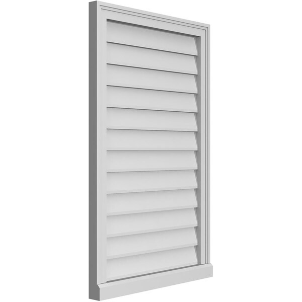 Ekena Millwork Vertical Surface Mount PVC Gable Vent w/ 2"W x 2"H , Brickmould Sill Frame, 24"W x 38"H - GVPVE24X3803SN