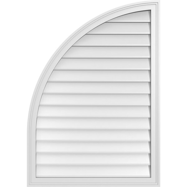 Ekena Millwork Quarter Round Top Left Surface Mount PVC Gable Vent w/ 2"W x 1-1/2"P Brickmould Frame, 30"W x 42"H - GVPQL30X4202SN