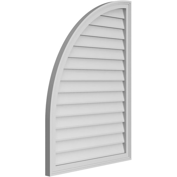 Ekena Millwork Quarter Round Top Left Surface Mount PVC Gable Vent w/ 2"W x 1-1/2"P Brickmould Frame, 30"W x 42"H - GVPQL30X4202SN