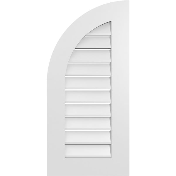 Ekena Millwork Quarter Round Top Left Surface Mount PVC Gable Vent w/ 3-1/2"W x 1"P Standard Frame, 16"W x 34"H - GVPQL16X3401SF