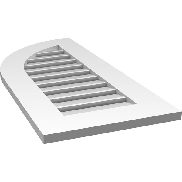 Ekena Millwork Quarter Round Top Left Surface Mount PVC Gable Vent w/ 3-1/2"W x 1"P Standard Frame, 16"W x 34"H - GVPQL16X3401SF