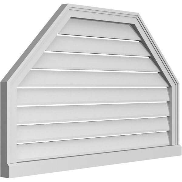 Ekena Millwork Octagonal Top Surface Mount PVC Gable Vent w/ 2"W x 2"P Brickmould Sill Frame, 42"W x 26"H - GVPOT42X2603SF
