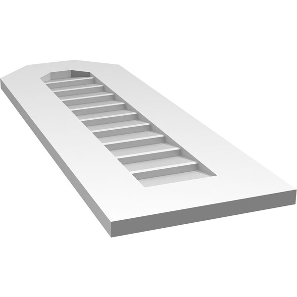 Ekena Millwork Octagonal Top Surface Mount PVC Gable Vent w/ 3-1/2"W x 1"P Standard Frame, 12"W x 34"H - GVPOT12X3401SN