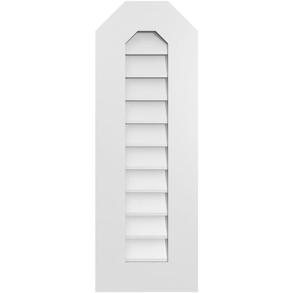 Ekena Millwork Octagonal Top Surface Mount PVC Gable Vent w/ 3-1/2"W x 1"P Standard Frame, 12"W x 34"H - GVPOT12X3401SN