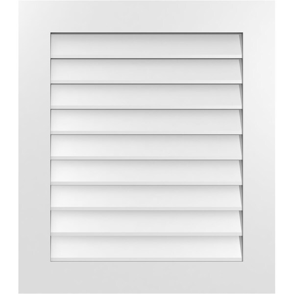 Ekena Millwork Vertical Surface Mount PVC Gable Vent: Non-Functional, w/ 3-1/2"W x 1"P Standard Frame, 28"W x 32"H - GVPVE28X3201SN