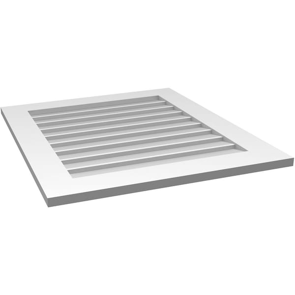 Ekena Millwork Vertical Surface Mount PVC Gable Vent: Non-Functional, w/ 3-1/2"W x 1"P Standard Frame, 28"W x 32"H - GVPVE28X3201SN