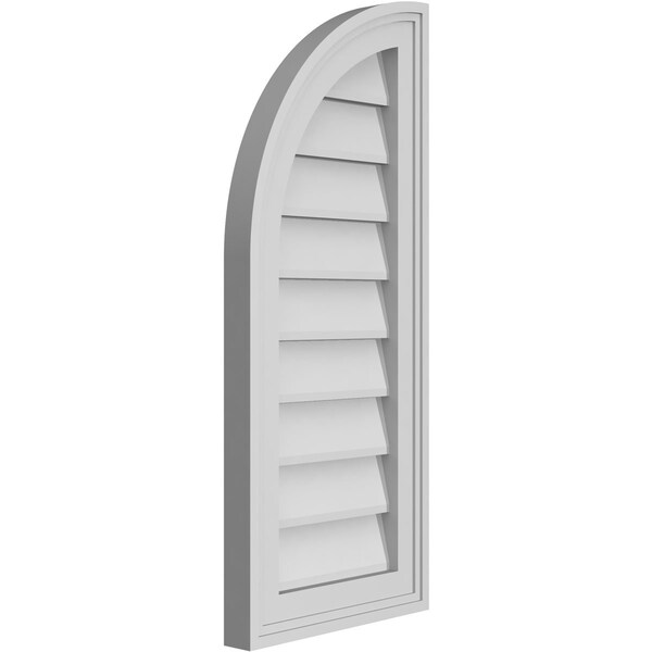 Ekena Millwork Quarter Round Top Left Surface Mount PVC Gable Vent w/ 2"W x 1-1/2"P Brickmould Frame, 12"W x 28"H - GVPQL12X2802SN