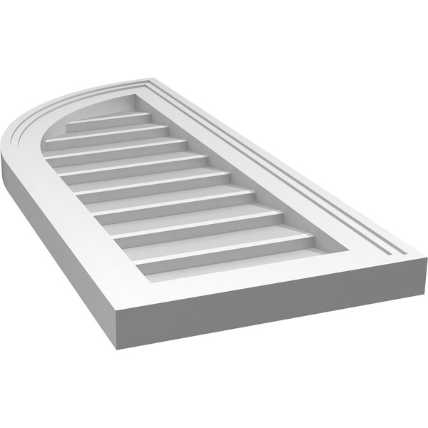 Ekena Millwork Quarter Round Top Left Surface Mount PVC Gable Vent w/ 2"W x 1-1/2"P Brickmould Frame, 12"W x 28"H - GVPQL12X2802SN