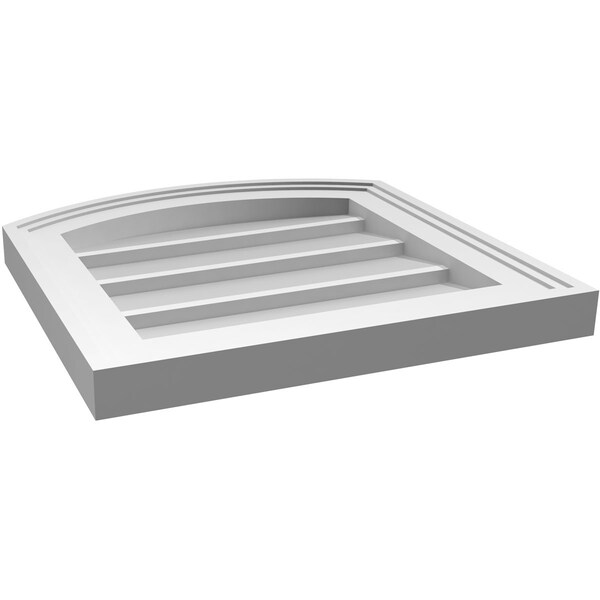 Ekena Millwork Arch Top Surface Mount PVC Gable Vent: Functional, w/ 2"W x 1-1/2"P Brickmould Frame, 16"W x 16"H - GVPAR16X1602SF