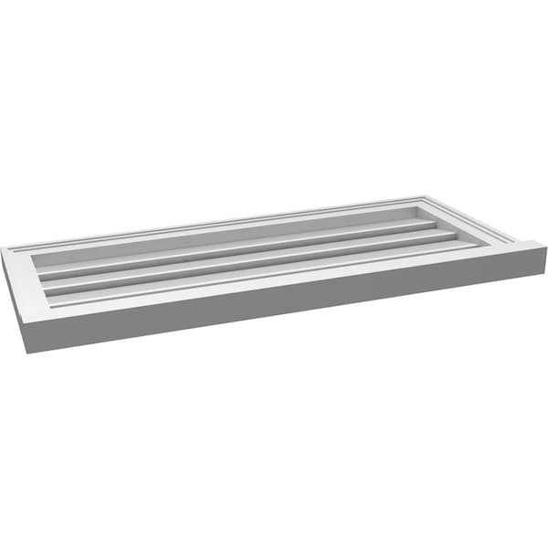 Ekena Millwork Vertical Surface Mount PVC Gable Vent: Functional, w/ 2"W x 2"P Brickmould Sill Frame, 36"W x 16"H - GVPVE36X1603SF