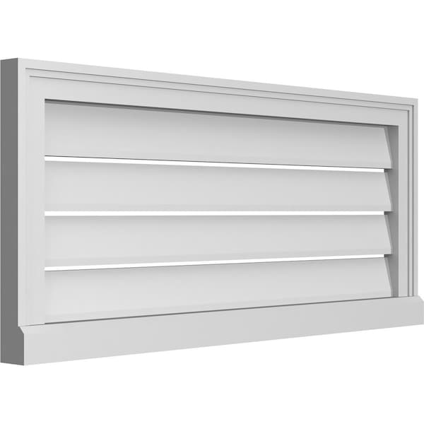 Ekena Millwork Vertical Surface Mount PVC Gable Vent: Functional, w/ 2"W x 2"P Brickmould Sill Frame, 36"W x 16"H - GVPVE36X1603SF