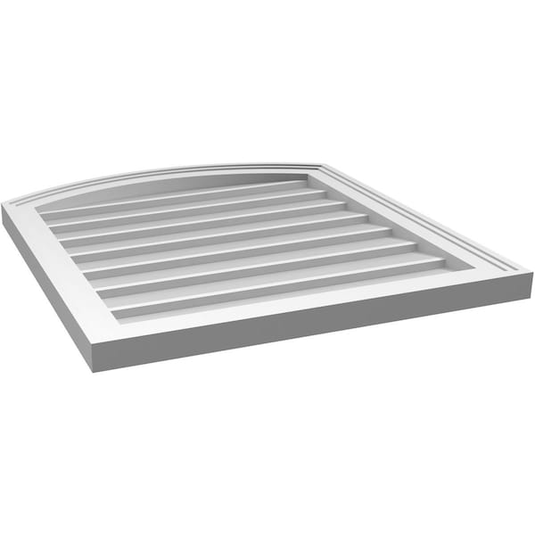 Ekena Millwork Arch Top Surface Mount PVC Gable Vent: Functional, w/ 2"W x 1-1/2"P Brickmould Frame, 24"W x 26"H - GVPAR24X2602SF