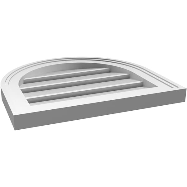 Ekena Millwork Round Top Surface Mount PVC Gable Vent: Functional, w/ 2"W x 1-1/2"P Brickmould Frame, 18"W x 16"H - GVPRT18X1602SF