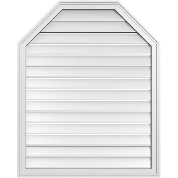 Ekena Millwork Octagonal Top Surface Mount PVC Gable Vent w/ 2"W x 1-1/2"P Brickmould Frame, 34"W x 42"H - GVPOT34X4202SF