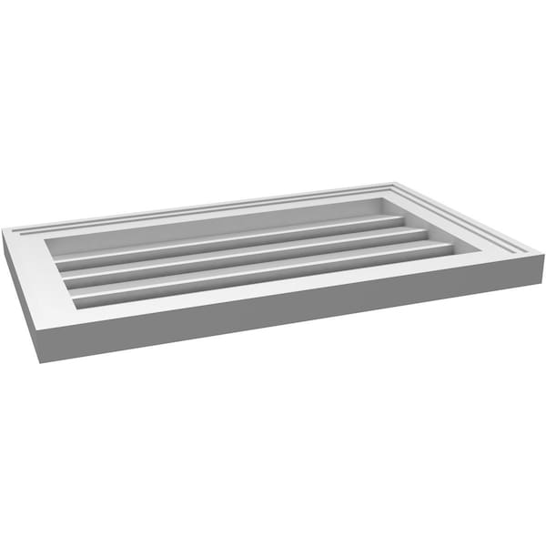 Ekena Millwork Vertical Surface Mount PVC Gable Vent: Functional, w/ 2"W x 1-1/2"P Brickmould Frame, 24"W x 14"H - GVPVE24X1402SF
