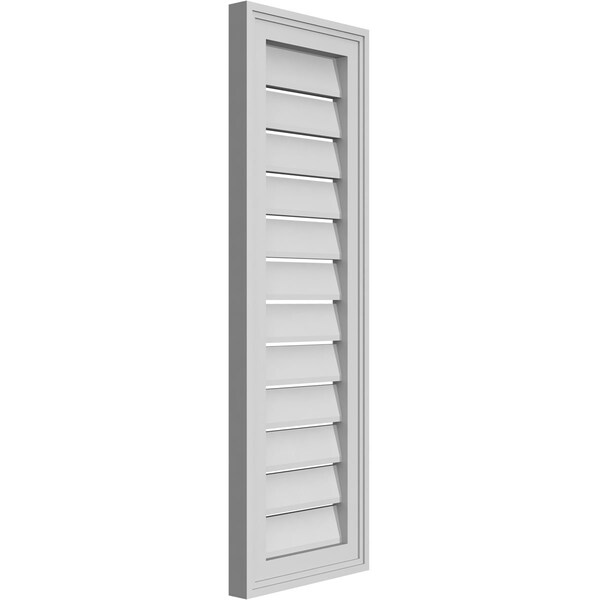 Ekena Millwork Vertical Surface Mount PVC Gable Vent: Functional, w/ 2"W x 1-1/2"P Brickmould Frame, 12"W x 36"H - GVPVE12X3602SF