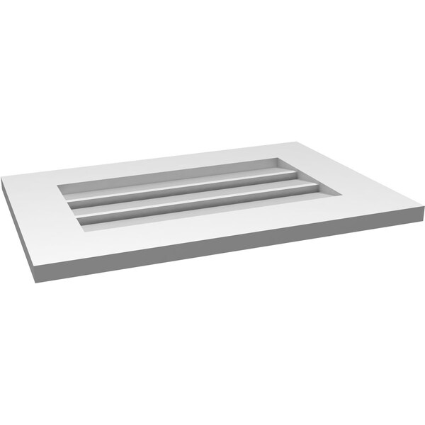 Ekena Millwork Vertical Surface Mount PVC Gable Vent: Functional, w/ 3-1/2"W x 1"P Standard Frame, 24"W x 16"H - GVPVE24X1601SF