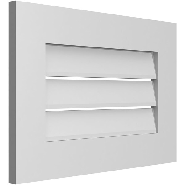 Ekena Millwork Vertical Surface Mount PVC Gable Vent: Functional, w/ 3-1/2"W x 1"P Standard Frame, 24"W x 16"H - GVPVE24X1601SF