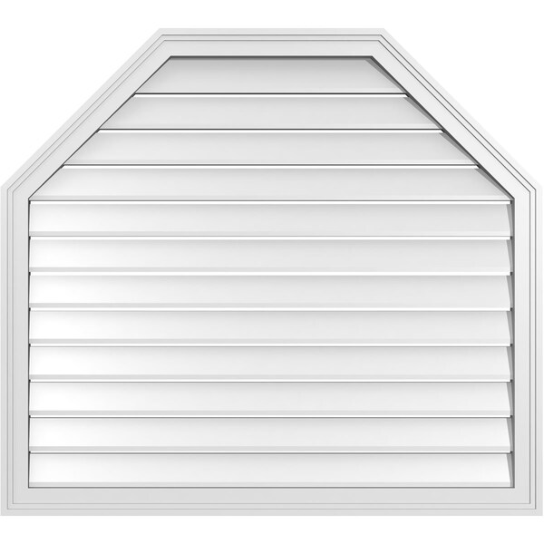Ekena Millwork Octagonal Top Surface Mount PVC Gable Vent w/ 2"W x 1-1/2"P Brickmould Frame, 40"W x 36"H - GVPOT40X3602SF