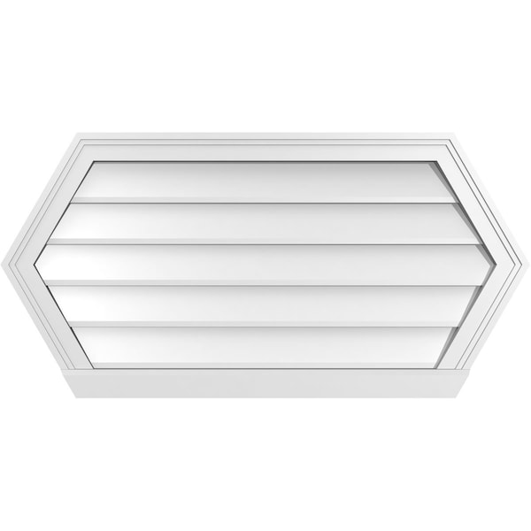Ekena Millwork Half Round Surface Mount PVC Gable Vent w/ 2"W x 2"P Brickmould Sill Frame, 38"W x 19"H - GVPHR38X1903SN
