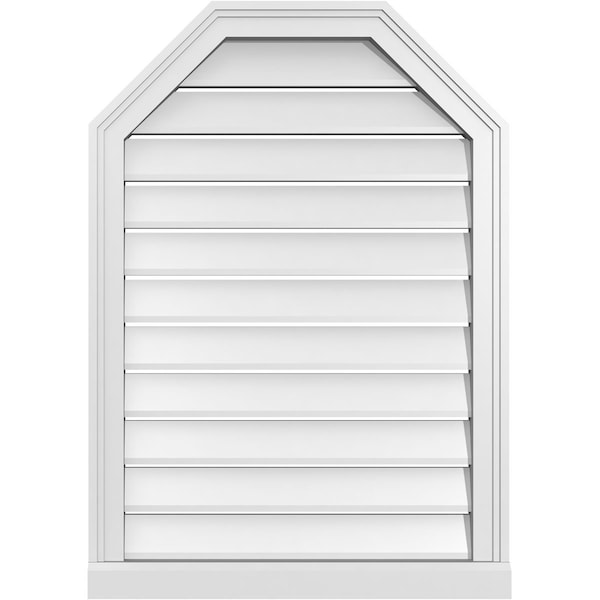 Ekena Millwork Octagonal Top Surface Mount PVC Gable Vent w/ 2"W x 2"P Brickmould Sill Frame, 24"W x 34"H - GVPOT24X3403SF