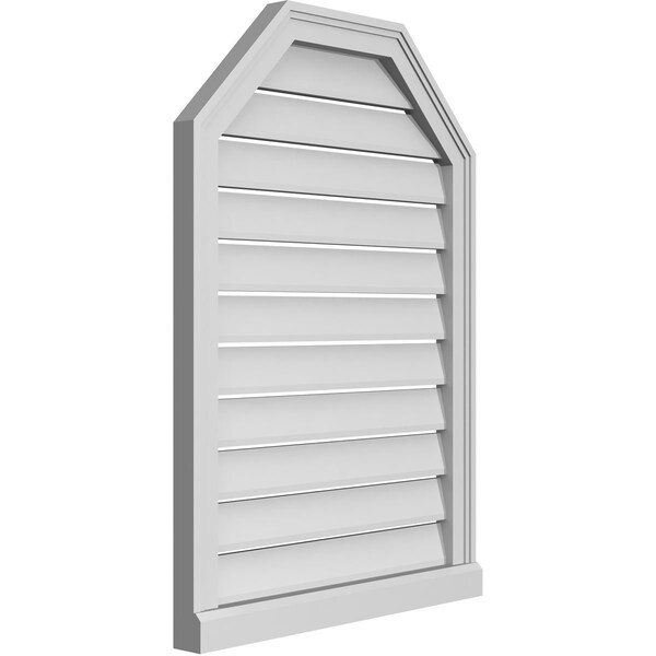 Ekena Millwork Octagonal Top Surface Mount PVC Gable Vent w/ 2"W x 2"P Brickmould Sill Frame, 24"W x 34"H - GVPOT24X3403SF