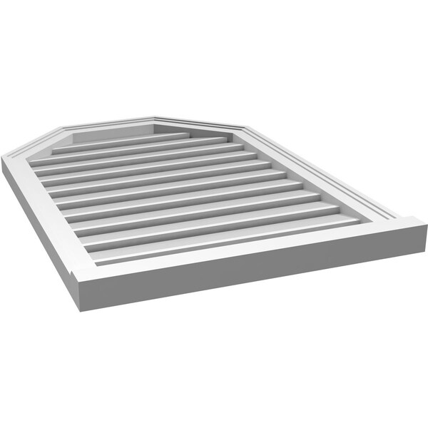 Ekena Millwork Octagonal Top Surface Mount PVC Gable Vent w/ 2"W x 2"P Brickmould Sill Frame, 24"W x 34"H - GVPOT24X3403SF