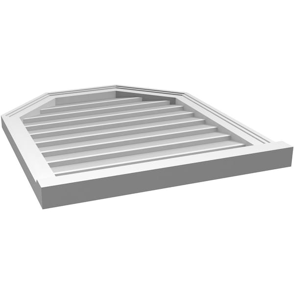 Ekena Millwork Octagonal Top Surface Mount PVC Gable Vent w/ 2"W x 2"P Brickmould Sill Frame, 24"W x 28"H - GVPOT24X2803SN