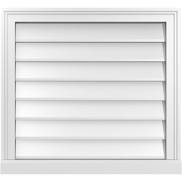 Ekena Millwork Vertical Surface Mount PVC Gable Vent w/ 2"W x 2"H , Brickmould Sill Frame, 26"W x 24"H - GVPVE26X2403SN