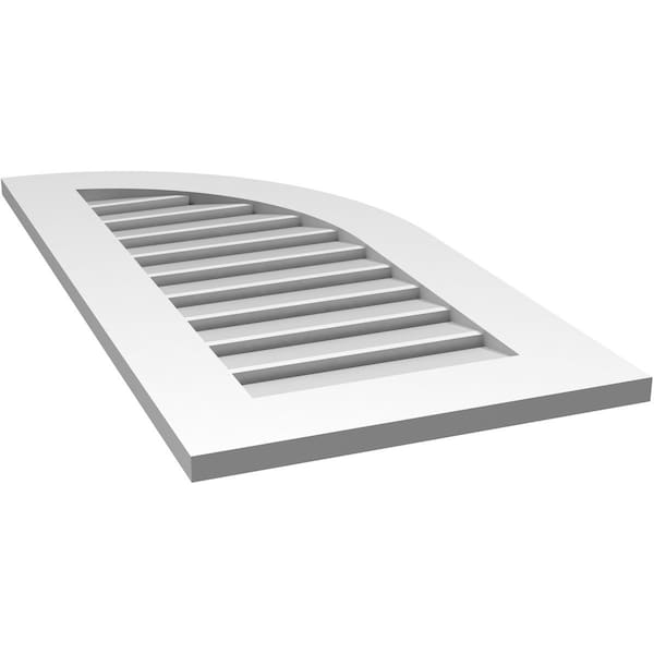Ekena Millwork Quarter Round Top Right Surface Mount PVC Gable Vent w/ 3-1/2"W x 1"P Standard Frame, 18"W x 36"H - GVPQR18X3601SF