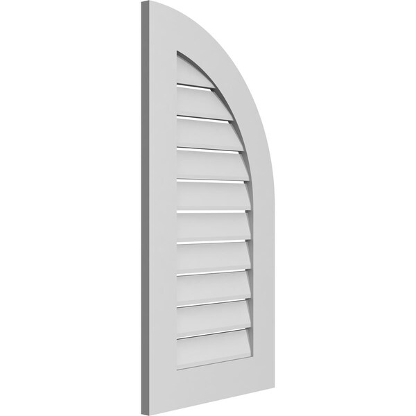 Ekena Millwork Quarter Round Top Right Surface Mount PVC Gable Vent w/ 3-1/2"W x 1"P Standard Frame, 18"W x 36"H - GVPQR18X3601SF