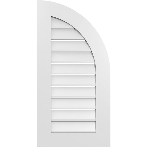 Ekena Millwork Quarter Round Top Right Surface Mount PVC Gable Vent w/ 3-1/2"W x 1"P Standard Frame, 18"W x 36"H - GVPQR18X3601SF