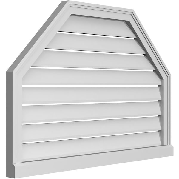 Ekena Millwork Octagonal Top Surface Mount PVC Gable Vent w/ 2"W x 2"P Brickmould Sill Frame, 38"W x 26"H - GVPOT38X2603SF