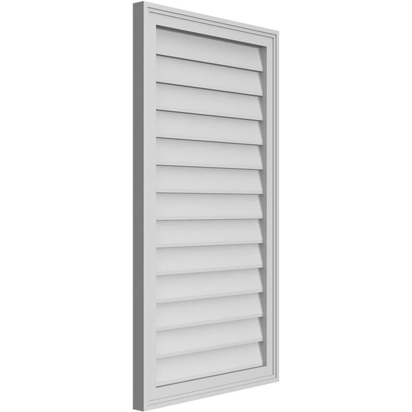 Ekena Millwork Vertical Surface Mount PVC Gable Vnt: Non-Functional, w/2"W x 1-1/2"H, Brickmould Frame, 22"W x 40"H - GVPVE22X4002SN