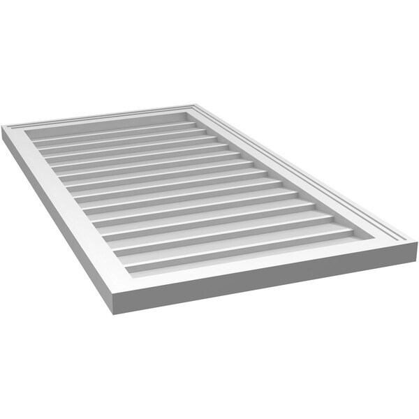 Ekena Millwork Vertical Surface Mount PVC Gable Vnt: Non-Functional, w/2"W x 1-1/2"H, Brickmould Frame, 22"W x 40"H - GVPVE22X4002SN