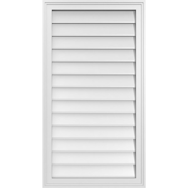 Ekena Millwork Vertical Surface Mount PVC Gable Vnt: Non-Functional, w/2"W x 1-1/2"H, Brickmould Frame, 22"W x 40"H - GVPVE22X4002SN