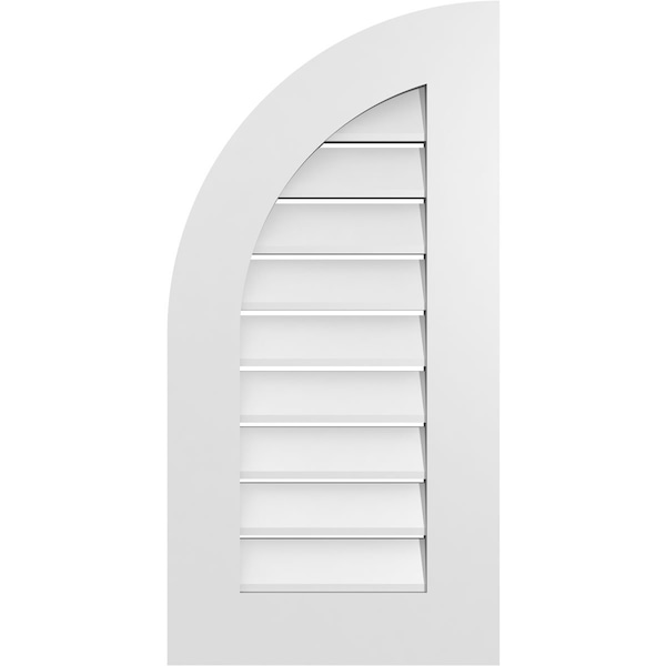 Ekena Millwork Quarter Round Top Left Surface Mount PVC Gable Vent w/ 3-1/2"W x 1"P Standard Frame, 16"W x 32"H - GVPQL16X3201SF